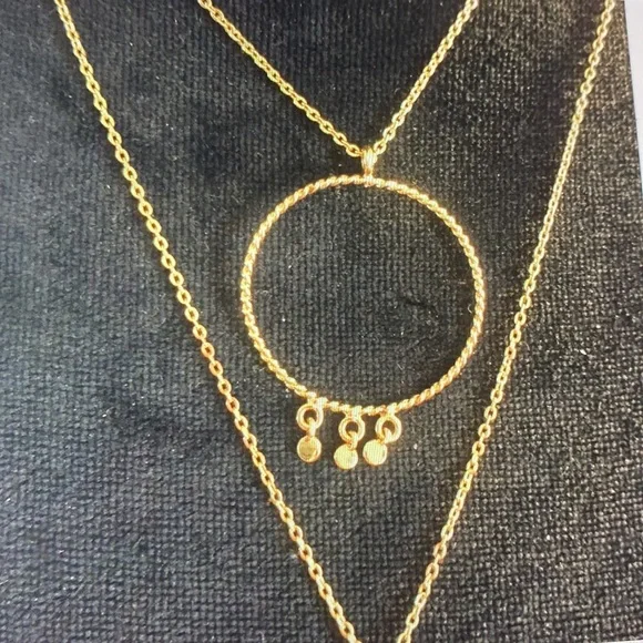 14k GP Levi double 2 necklace circle & Y - Picture 4 of 15